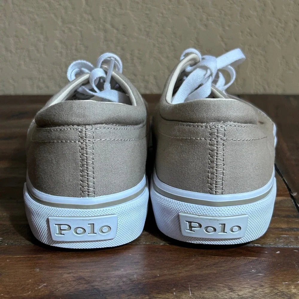 Polo Ralph Lauren Shoes Mens‎ Size 7 Khaki Faxon X Canvas Casual Low Top Lace Up